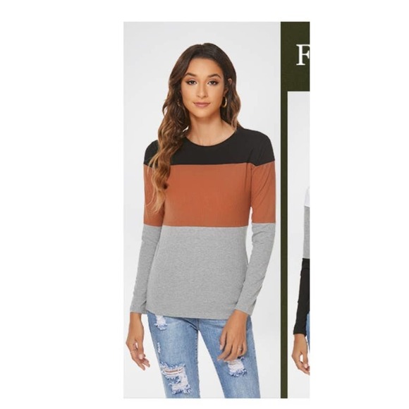 Finwanlo Tops - FINWANLO long sleeve ribbed color block top MEDIUM